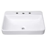 Aquaterior 23" Bathroom Drop in Vessel Sink Ceramic Semi Recessed Basin w/ Drain