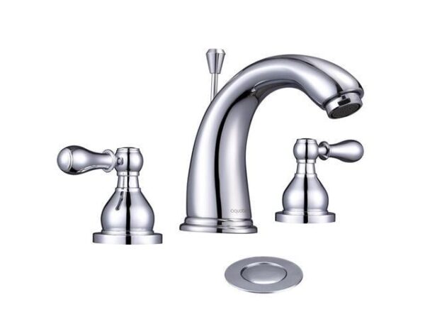 Aquaterior® 3 Hole Bathroom Faucet Widespread 2 Handle for Undermount Sink w/Drain Chrome Aquaterior® 3 Hole Bathroom Faucet Widespread 2 Handle for Undermount Sink w/Drain Chrome