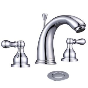 Aquaterior® 3 Hole Bathroom Faucet Widespread 2 Handle for Undermount Sink w/Drain Chrome