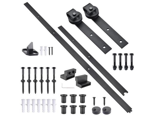 Aquaterior 6.6 Ft Sliding Barn Door Hardware Kit Closet Hang Style Track Rail