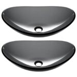 Aquaterior Bathroom Oval Tempered Glass Vessel Sink Counter Top Basin 2 Pack