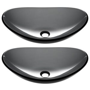 Aquaterior Bathroom Oval Tempered Glass Vessel Sink Counter Top Basin 2 Pack