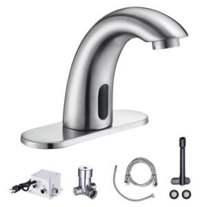 Aquaterior Bathroom Touchless Faucet Automatic Sensor Cold Hot Water Hands Free Brushed Nickel