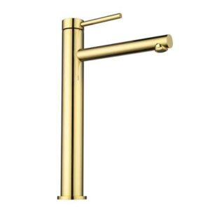 Aquaterior Bathroom Vessel Sink Faucet 8" Tall 1 Handle/Hole Cold&Hot Water Mixer Faucet Gold (CUPC NSF CEC)