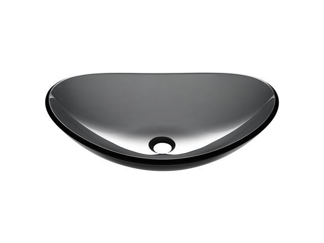Aquaterior Oval Tempered Glass Vessel Sink Vanity Above Counter Top Mount Basin