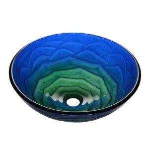 Aquaterior Round Tempered Glass Vessel Sink Vanity Above Counter Top Mount Basin