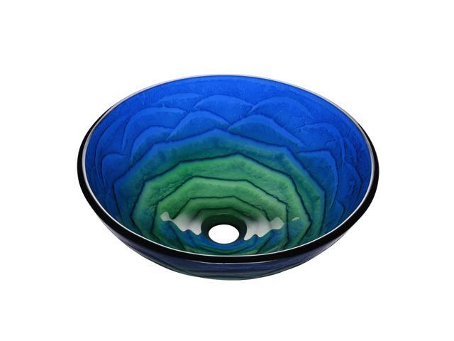 Aquaterior Round Tempered Glass Vessel Sink Vanity Above Counter Top Mount Basin