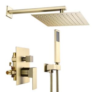 Aquaterior Shower Faucet Set Wall Mount Concealed Mixer Valve Rain Shower Gold