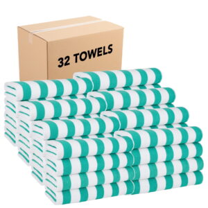 Arkwright Cali Cabana Beach Towels - 100% Ring Spun Cotton Pool Towel - 30 x 60 in. - (Bulk Case of 32) Green