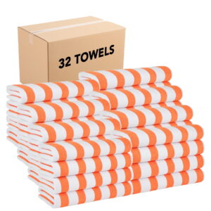 Arkwright Cali Cabana Beach Towels - 100% Ring Spun Cotton Pool Towel - 30 x 60 in. - (Bulk Case of 32) Orange