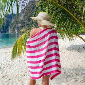 Arkwright Cali Cabana Beach Towels - 100% Ring Spun Cotton Pool Towel - 30 x 60 in. - (Bulk Case of 32) Pink