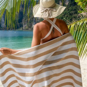 Arkwright Cali Cabana Beach Towels - 100% Ring Spun Cotton Pool Towel - 30 x 60 in. - (4 Pack) Beige