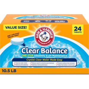 ARM & HAMMER Clear Balance Swimming Pool Alkalinity pH Maintenance Tablets, White, 1 Pack, 24 Count