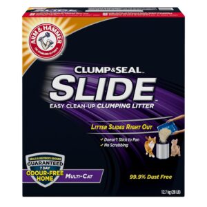 Arm & Hammer Clump & Seal Slide Clay Cat Litter, 12.7kg, Odour Control, Dust Free, Clumping Litter