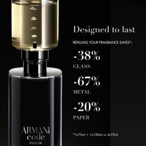 Armani Beauty – Code – Parfum – Cologne for Men – Fresh & Aromatic Men’s Fragrance – Bergamot, Clary Sage, Tonka Bean Notes