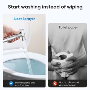 Arofa Handheld Toilet Bidet Sprayer for Toilet-Adjustable Water Pressure Control with Bidet Hose for Feminine Wash, Stainless Steel Brushed Nickel Bidet Faucet Cloth Diaper for...