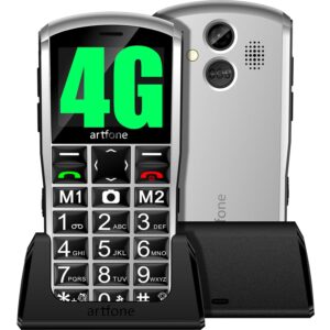 artfone 4G Volte Unlocked Cell Phones Canada, Mobile Phone for Seniors with SOS Button, 2MP Camera, 2.4" Display, Loud Volume, USB-C &Dock Charging, Talking Numbers, 1800mah...