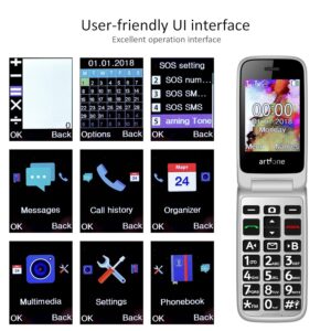 artfone 4G Volte Unlocked Flip Cell Phones Canada Mobile Phone for Seniors with SOS Button 2.4" Display Loud Volume USB-C &Dock Charging Talking Numbers 1200mah Battery FM Radio...