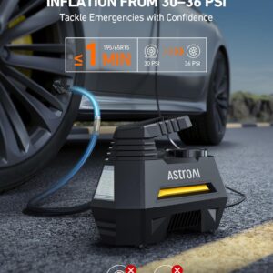 AstroAI Tire Inflator Portable Air Compressor Tire Air Pump for Car Tires - Car Accessories, 12V DC Auto Pump with Digital Pressure Gauge, Emergency LED Light for Bicycle,...