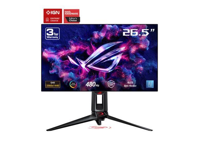 ASUS ROG Swift OLED 27” 1440P Gaming Monitor (PG27AQDP) - QHD, 480Hz, 0.03ms, G-SYNC Compatible, Custom Heatsink, AI Gaming, DisplayHDR400 True Black,