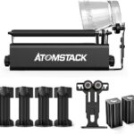ATOMSTACK R3 Pro Laser Rotary Roller, Laser Engraver Y-axis Rotary Roller for 360° Engraving Cylindrical Objects with 4 Heightening Columns, 2 Support
