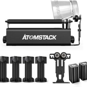 ATOMSTACK R3 Pro Laser Rotary Roller, Laser Engraver Y-axis Rotary Roller for 360° Engraving Cylindrical Objects with 4 Heightening Columns, 2 Support