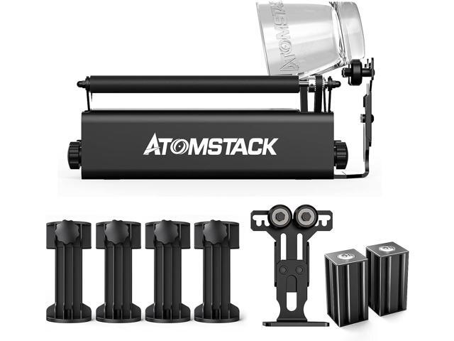 ATOMSTACK R3 Pro Laser Rotary Roller, Laser Engraver Y-axis Rotary Roller for 360° Engraving Cylindrical Objects with 4 Heightening Columns, 2 Support