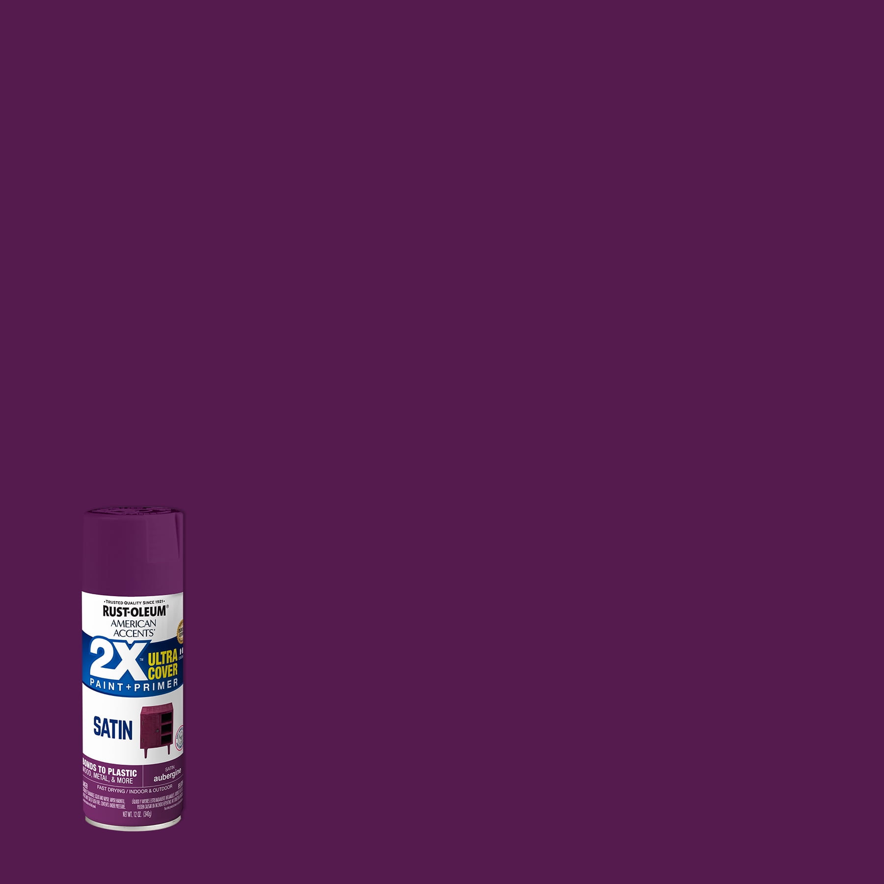 Aubergine, Rust-Oleum American Accents 2X Ultra Cover Satin Spray Paint- 12 oz