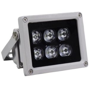 AUTENS IR Illuminator, 850nm 6-LEDs 90 Degree Wide Angle IP67 Waterproof Night Vision LED Array IR Infrared Light with Power Adapter for IP Camera