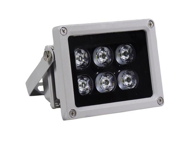 AUTENS IR Illuminator, 850nm 6-LEDs 90 Degree Wide Angle IP67 Waterproof Night Vision LED Array IR Infrared Light with Power Adapter for IP Camera