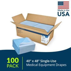 Avalon Papers Single-Use Medical Equipment Drape, Blue, 40" x 48" (Pack of 100) - Stretcher Sheet or Treatment Table Cover - Fluid and Barrier Protection - Tissue/Poly - Medical...