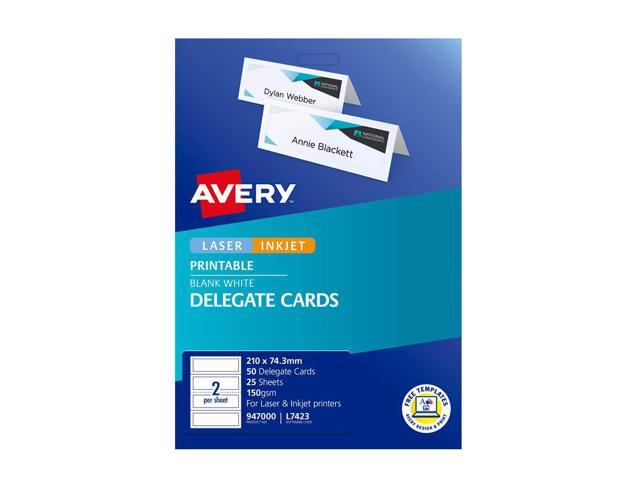 Avery Delegate Card Laser Label 210x74.25mm 25pk (2/sheet)