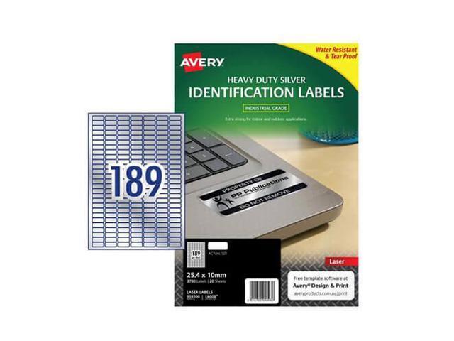 Avery Heavy-duty Laser Label Silver 20pk - 189/sheet