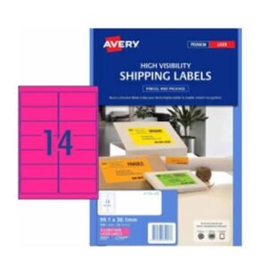 Avery High Visibility Shipping Label 25pk 14/sheet - Pink