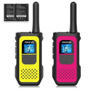 AWANFI Rechargeable Walkie Talkies 2 Pack, 2 Way Radios Walkie Talkies Long Range, Walkie Talkie Set for Adults Kids (Yellow, Pink)