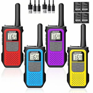 AWANFI Walkie Talkies for Adults Long Range 4 Pack, Rechargeable Walkie-Talkies Kids Set 22 Channels 1200mAh Battery for Camping Hiking