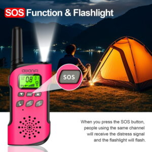 AWANFI Walkie Talkies for Kids Rechargeable, Long Range Walkie Talkie with LED Flashlight, Toys Gifts for Boys Girls (Pink 2 Pack)