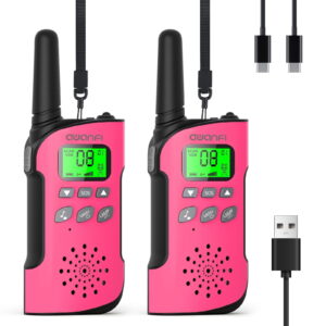 AWANFI Walkie Talkies for Kids Rechargeable, Long Range Walkie Talkie with LED Flashlight, Toys Gifts for Boys Girls (Pink 2 Pack)