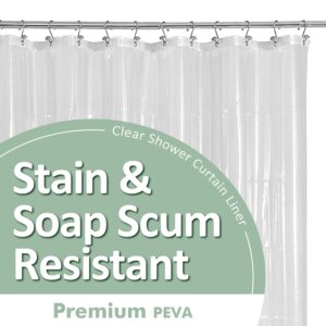 Barossa Design Plastic Shower Liner Clear - Premium PEVA Shower Curtain Liner with Rustproof Grommets and 3 Magnets, Waterproof Cute Lightweight Standard Size Bathroom Curtains...