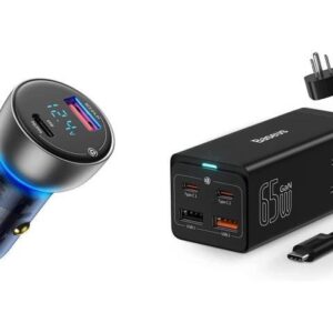 Baseus 65W USB C Charging Station with 100W Cable & 65W Fast USB Car Charger, Fast Charging Charger Set Compatible with