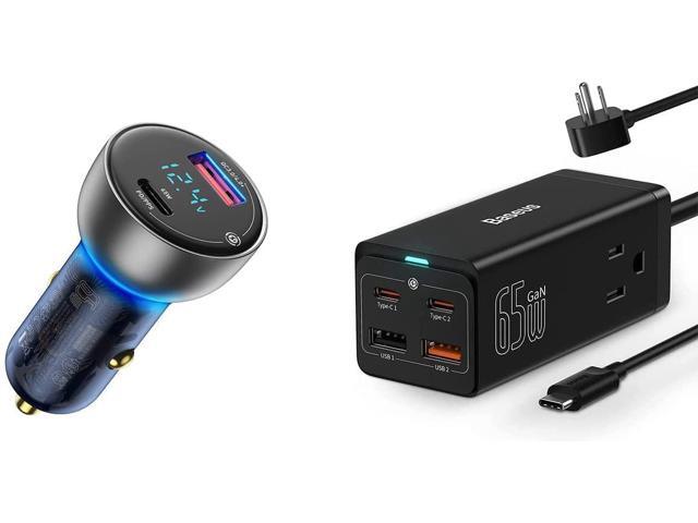 Baseus 65W USB C Charging Station with 100W Cable & 65W Fast USB Car Charger, Fast Charging Charger Set Compatible with