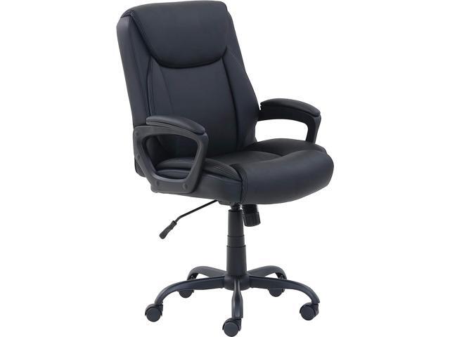 Basics Classic Puresoft Padded Mid-Back Office Computer Desk Chair with Armrest - Black
