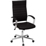 Basics High-Back Executive Swivel Office Desk Chair with Ribbed Puresoft Upholstery - Black, Lumbar Support, Modern Style