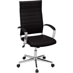 Basics High-Back Executive Swivel Office Desk Chair with Ribbed Puresoft Upholstery - Black, Lumbar Support, Modern Style
