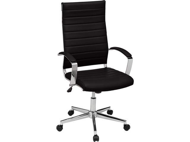 Basics High-Back Executive Swivel Office Desk Chair with Ribbed Puresoft Upholstery - Black, Lumbar Support, Modern Style