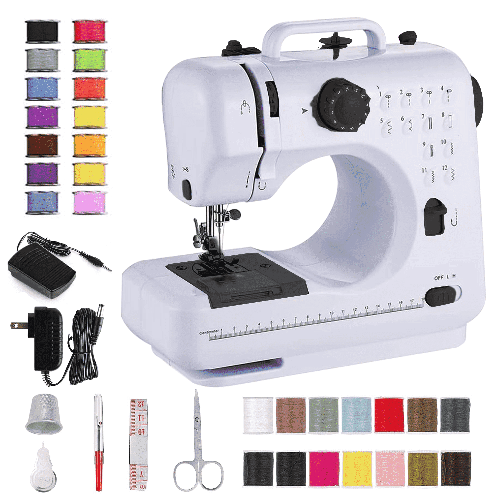 BCOOSS Sewing Machine for Beginner Multi-Functional Portable Machine with 12 Built-in Stitches,Black