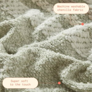 Beautiful Sage Green Cozy Chenille Throw by Drew Barrymore for Adults, 50" x 60"