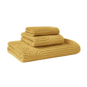Beautiful Textured Bath Towel, 56" x 30", Amber Yellow by Drew Barrymore