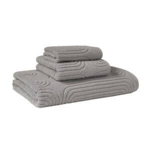 Beautiful Textured Bath Towel, 56" x 30", Charcoal Gray by Drew Barrymore