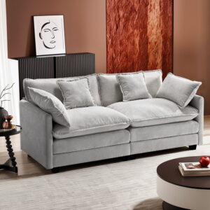 BedLuxury 76.7'' Loveseat Sofa, Modern Chenille Sectional Sofa Cloud Couch for Living Room, Apartment, Office, 2-Seat, Grey
